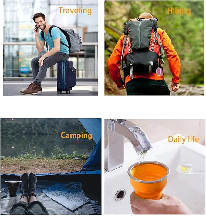 Collapsible Cup - Silicone Foldable Cup-Expandable Folding Drinking Cup -Reusable Portable Mugs Cup For Travel, Camping, Hiking, Survival, Car, Picnic, Beach, Holiday Vacation, Outdoor Sports