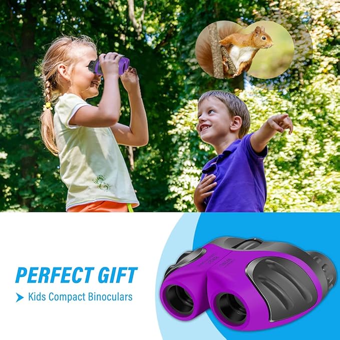 3-8 Years Old Girl Easter Gifts, VNVDFLM Compact Binoculars for Kids Yard Toys, for Girls Age 4-10 to Watching Birds, Telescope Gifts for 10 Years Old Boys to Wildlife (Purple)