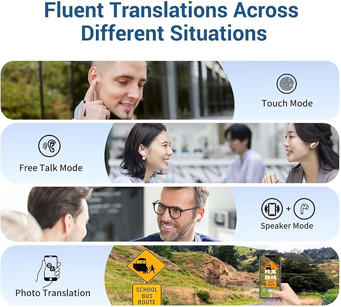 M3 Offline Translation Earbuds 74 Languages and Accents Lifetime-Free AI Translation Earbuds Real TimeTranslator Device in Real Time fit iOS & Android with Earbuds Cleaning Brush