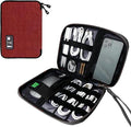 Electronics Travel Organizer,Portable Waterproof Electronic Travel Storage Bag for Small Charging Cord Storage,Charger,SD Card etc,for Travel,Business-Wine Red Black