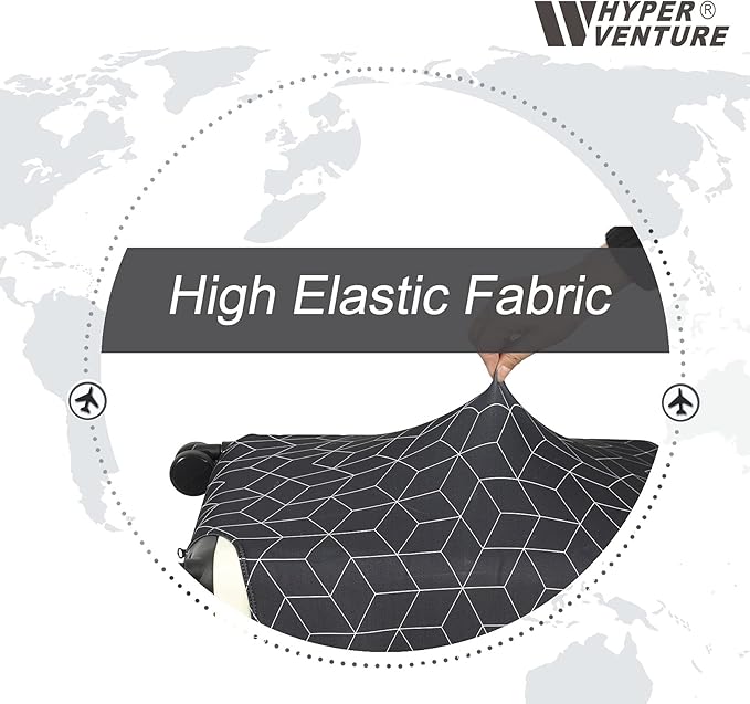 HYPER VENTURE Washable Luggage Cover - Fashion Suitcase Protector Fits 23-26 Inch Luggage (Black Maze, M)
