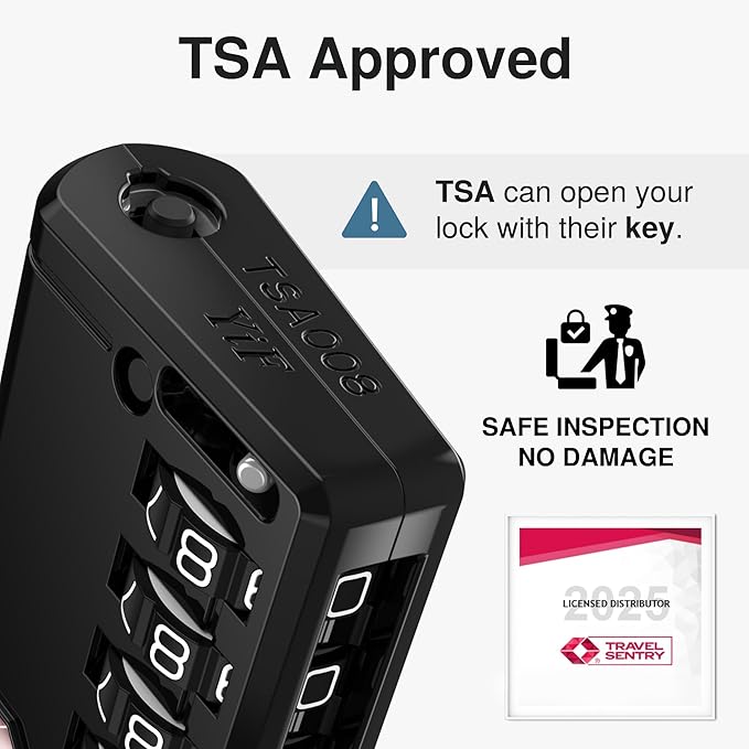 Puroma TSA Approved Luggage Travel Locks with Open Alert Indicator, 4 Digit Combination Resettable Code Zinc Alloy Lock for Suitcase, Backpack, Bag, Toolbox, Locker (4 Pack, Black)