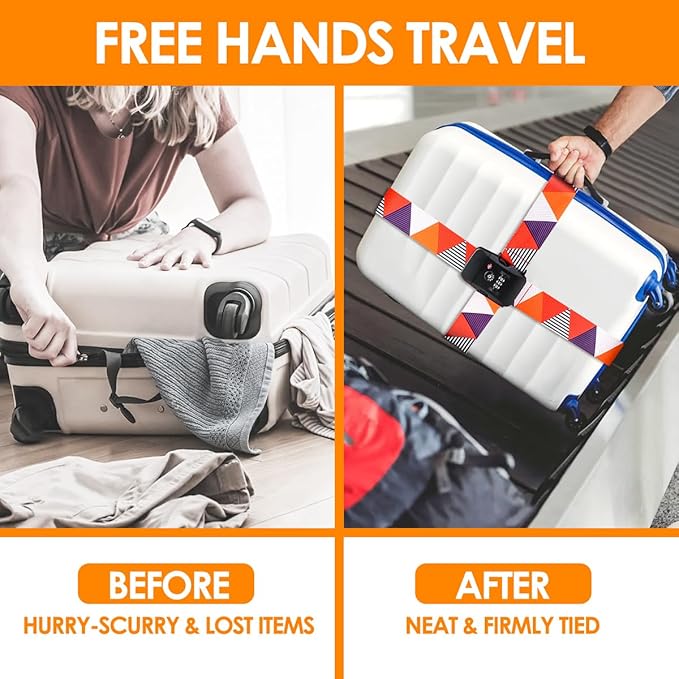 Adjustable Travel Luggage Strap Suitcase Belt Travel Bag Accessories 1.96 in W x 6.23 ft L