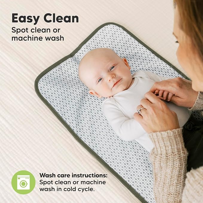 KeaBabies Portable Diaper Changing Pad, Easy Wipe Clean - Foldable Waterproof Baby Changing Mat for Diaper Bag, Compact, Lightweight, 25x13 Baby Changer Travel Essential, Machine Washable(Olive Green)