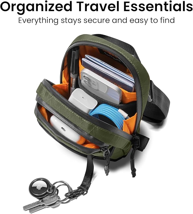 tomtoc Aviator-T37 X-Pac Travel Crossbody RFID Blocking Bag, Holds 4-6 Passports with Anti-theft Lockable Zippers, Multiple Pockets for Cards & Documents – Organizer for Daily Use