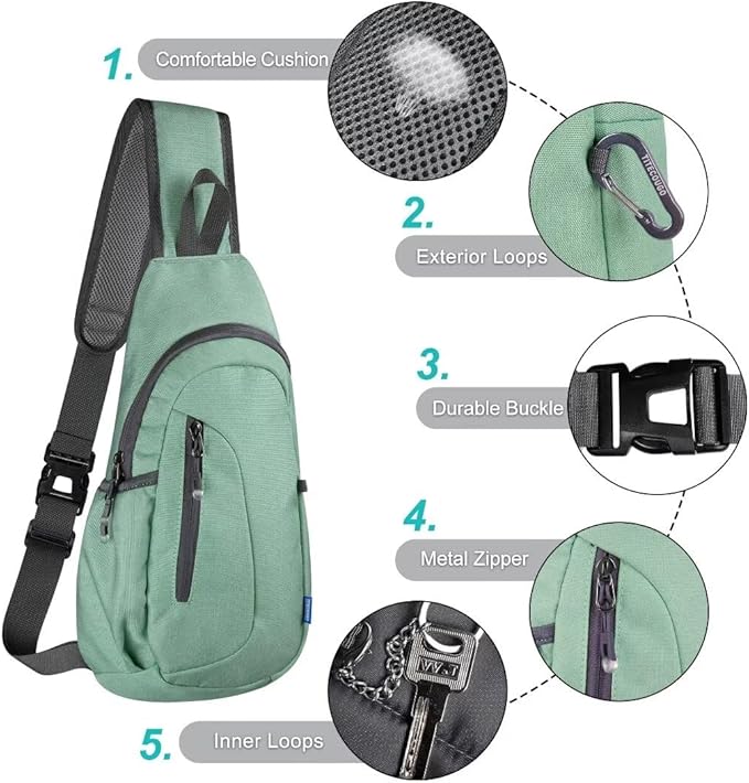 TITECOUGO Small Sling Bag, Lightweight Crossbody Backpack for Men Women, Shoulder Bag for Sports and Outdoor