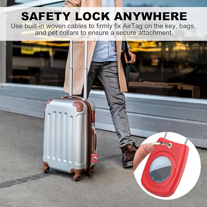 IPX8 Waterproof Airtag Holder Air Tag Case with Keychain, 4-Pack AirTags All-Round Protect Case for Apple Tag Tracker, Air Tags Holder for Luggage, Key, Pet, Backpack（4 Colors）