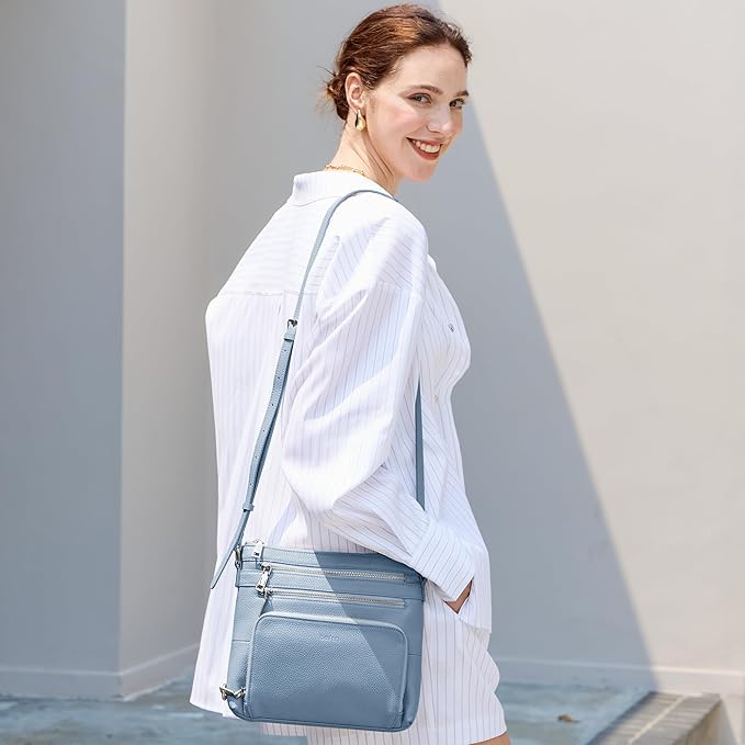 befen Genuine Leather Crossbody Bags for Women, Lightweight Medium Anti-Theft Shoulder Purse with Built in RFID Wallet
