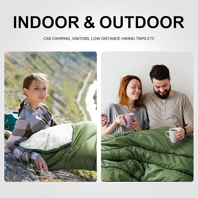 Sleeping Bags for Adults Cold Weather,Portable, Waterproof,Lightweight Camping Sleeping Bag for Tall Girls Boys with Compression Sack for Warm Camping, Hiking, Outdoor & Indoor