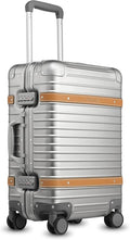 LUGGEX All Aluminum Carry On Luggage with Wheels - Zipperless Hardshell Suitcase with TSA Lock (Matte Silver, 20 Inch)