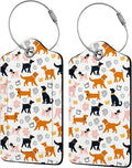 Cartoon Dogs Luggage Tags for Suitcases,2 Pack Luggage Tag, Leather Stainless Steel Loop Label Tag for Women Girl Travel Bag Suitcase