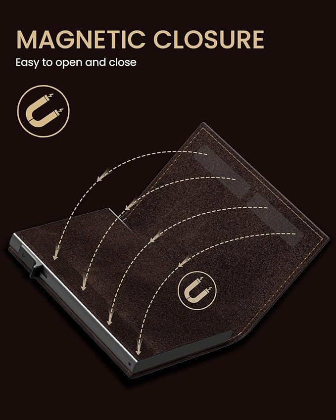typecase Mens Wallet Card Holder for AirTag: Leather Smart Wallet for Men Compatible with Apple Air Tag, RFID Blocking, Slim, Minimalist - 9-14 Card Capacity | ID Window | Cash Slot (Dark Brown)