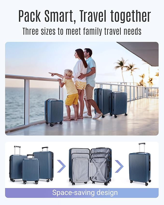 LIGHT FLIGHT Luggage Sets, Durable Hard Shell 3 Piece Set Suitcase with Spinner Wheels, Hardside Lightweight Luggage set with TSA Lock, Large Travel Luggage Set (20" 24" 28"), Rose Purple