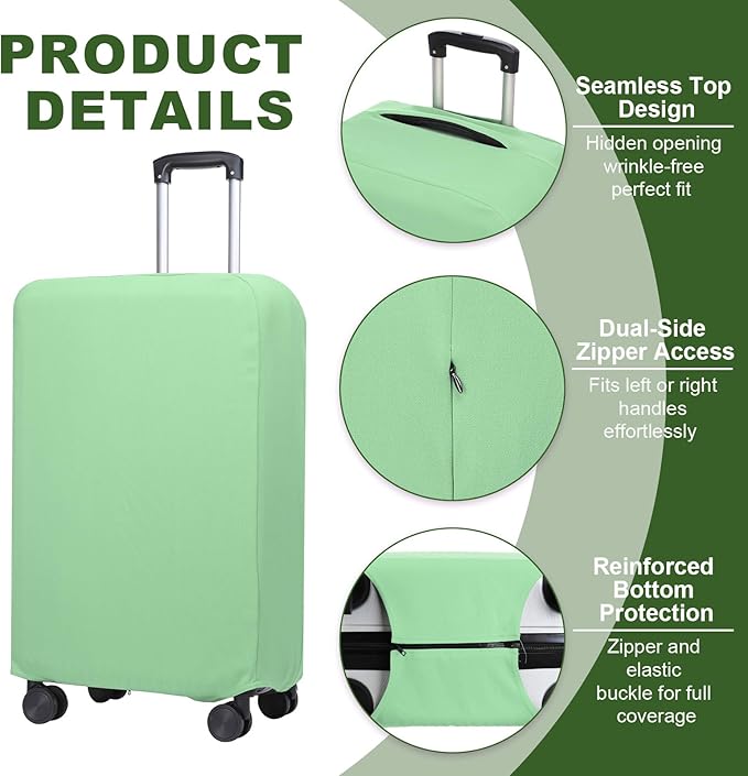 PATIKIL Luggage Cover, Suitcases Covers Elastic Carry on Cover Protector Washable Scratch-Resistant Fits 28-29 Inch Luggage for Travel Business Trips, Light Green