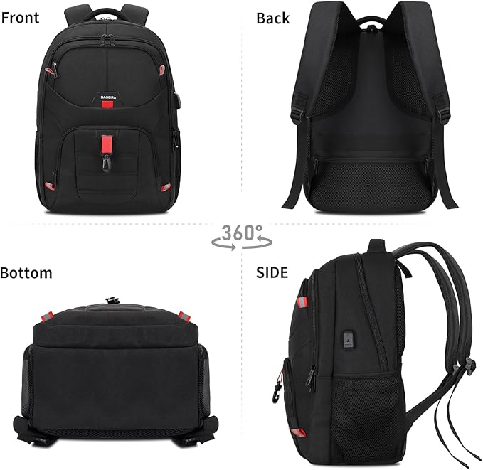 Black Backpack for Men Women, School Backpack for Boys Girls Teens, Backpacks for School, College Back Pack, Book Bag, Water Resistant Bookbag, Business Work Travel mochilas para hombres