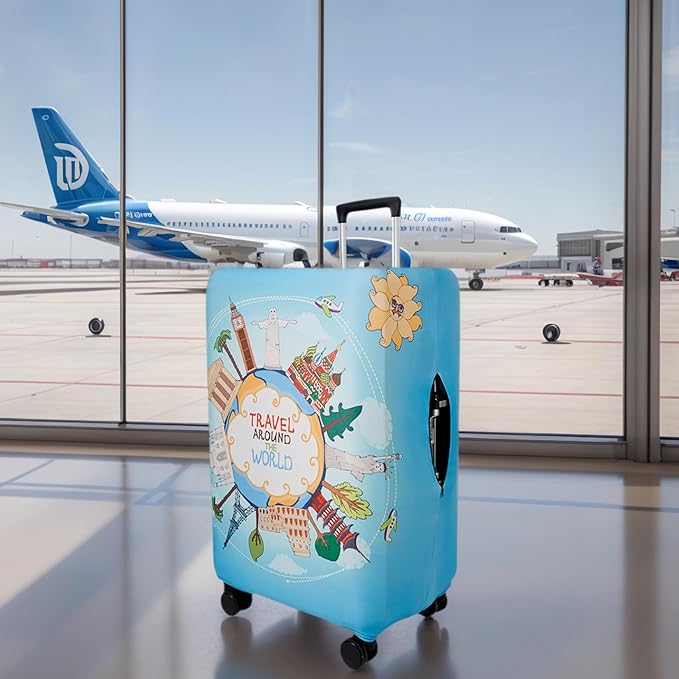 WUJIAONIAO Travel Luggage Cover Baggage Suitcase Cover Protector Skins 18-32 Inch (ocean, S (for 18-20 inch luggage))