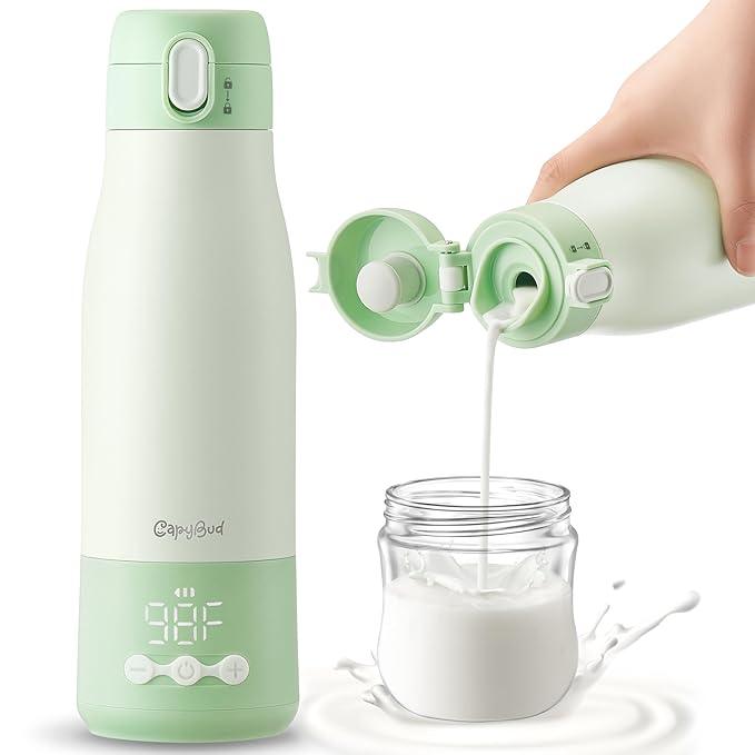 Portable Bottle Warmer for Travel, 3 Min Fast Heating for Breastmilk & Water, 12 Oz Milk Warmer with 5-Level Smart Temp Control, 9000mAh Battery to Meet Your All-Day Needs