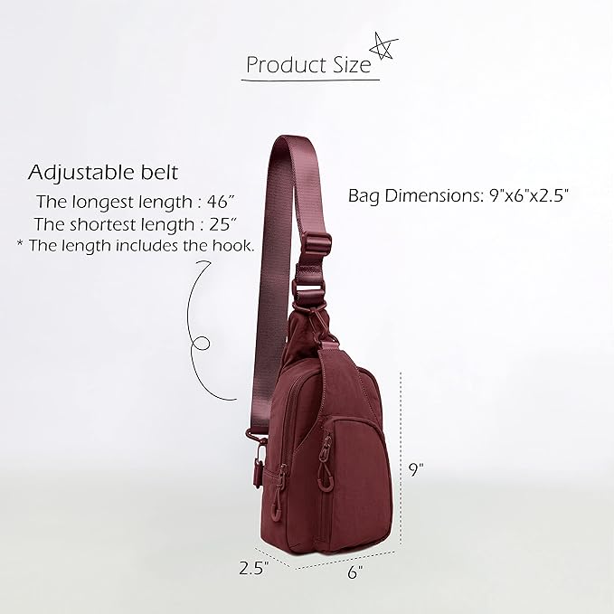 ODODOS Daily Sling Bag with Adjustable Straps Crossbody Chest Bag Lightweight Small Backpack for Casual Traveling Hiking