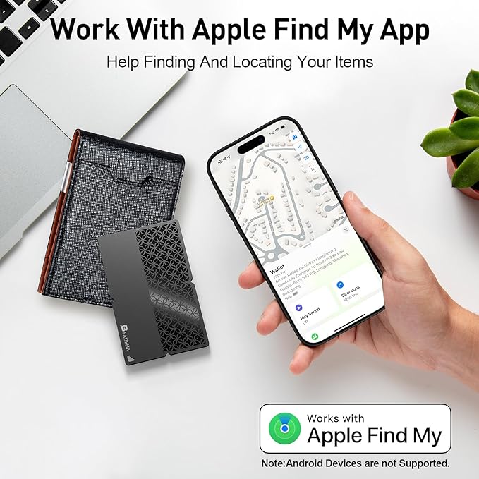 2025 [Apple MFi Certified] (iOS Only) Bluetooth Tracker Smart Finder for Apple Find My, iPhone Card Wallet Finder GPS Tracker, 5-10 Years Battery, Keys Finder and Item Locator for Keys, Bags, Passport