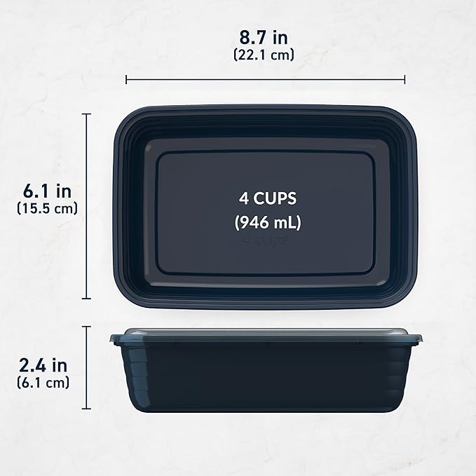 Bentgo 20-Piece Lightweight, Durable, Reusable BPA-Free 1-Compartment Containers - Microwave, Freezer, Dishwasher Safe - Navy Blue