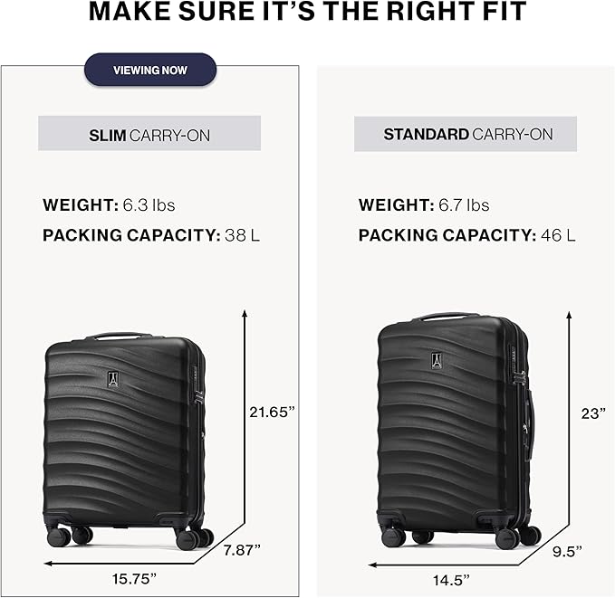 Travelpro Maxlite Air V2 Hardside Expandable Carry on Luggage, 8 Spinner Wheels, Lightweight Hard Shell Suitcase, TSA lock, Black, International Carry On 18-Inch