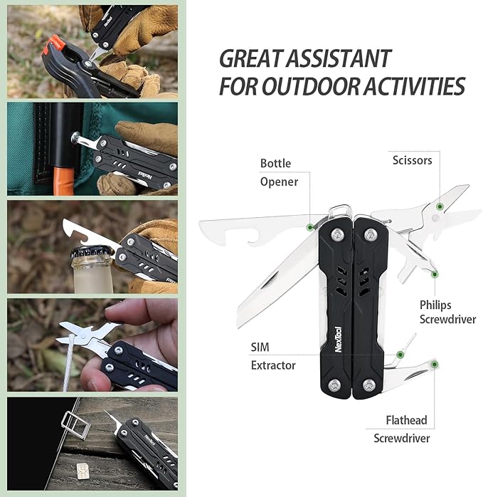 NexTool Mini Sailor S11 Keychain Multitool, 11-in-1 Compact EDC Pliers with Pocket Knife, Scissors & Screwdrivers, Lightweight Small Multitool for DIY, Travel, Camping, and Gift, Cool Gadget for Men