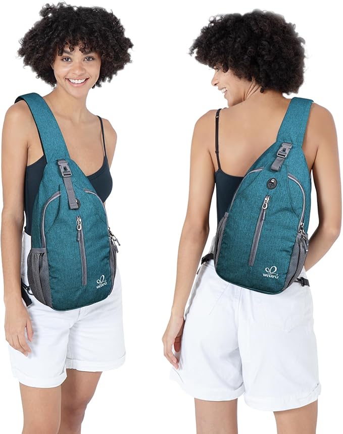WATERFLY Crossbody Sling Backpack Sling Bag Travel Hiking Chest Bag Daypack