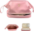 Gifts for Her, Initial Large Makeup Bags, Personalized Bags Cosmetic Bag with Makeup Brush Organizer, Sweet 16 Gifts for Girls Travel Toiletry Bag Wedding Gifts, Bridesmaid Gifts