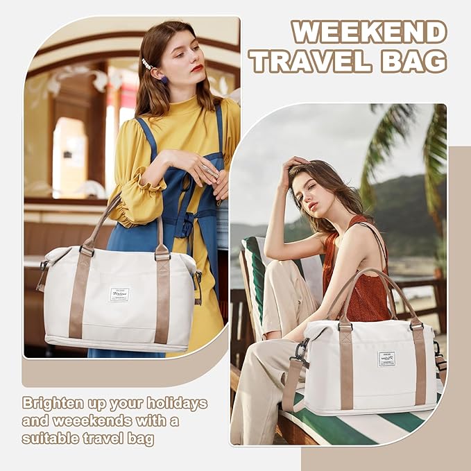 Travel Duffel Bag, Sports Tote Gym Bag, Shoulder Weekender Overnight Bag for Women