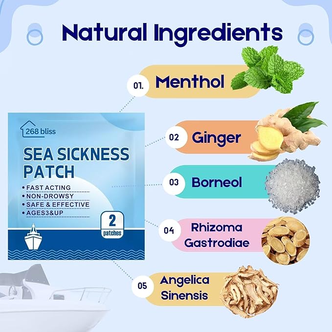 Sea Sickness Patch for Cruise - Cruise Must Haves - Cruise Ship Essentials for Carnival, Princess, Norwegian, Holland America, MSC & Major Cruise Lines-Travel Essentials for Adults and Kids