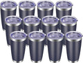VEGOND 20oz Tumbler with Lid and Straw Stainless Steel Tumbler Cup Bulk Vacuum Insulated Double Wall Travel Coffee Mug Powder Coated Coffee Cup(Navy Blue 12 Pack