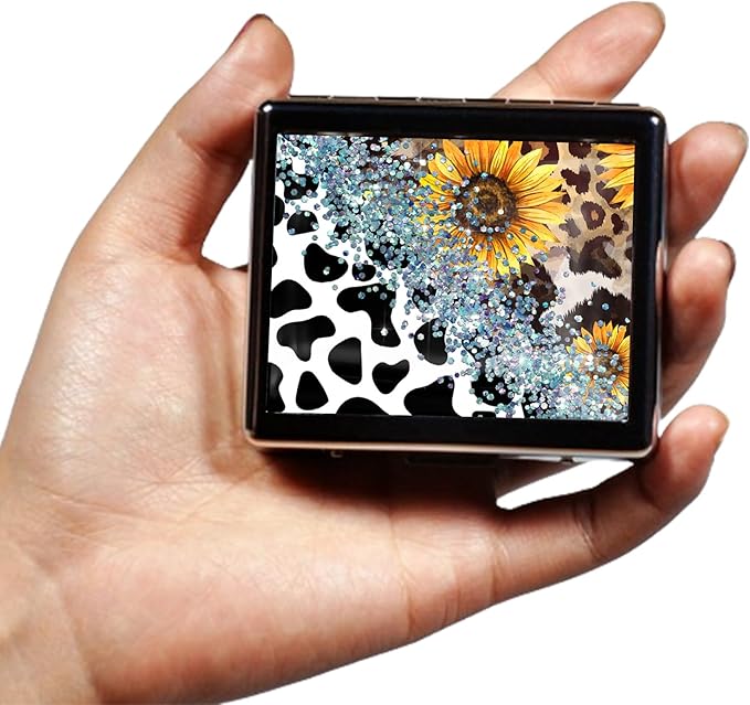 Silver Vintage Pill Box 7 Day Metal Pill Box with Mirror and 8 Compartments Cute Travel Pill Organizer for Purse (Cow Sunflower Leopard)