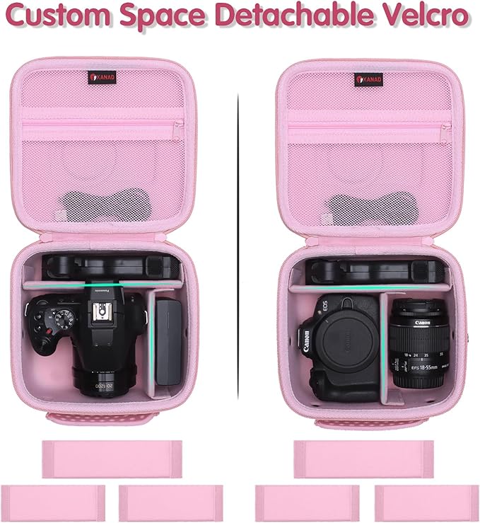 Hard Camera Case Bag Compatible with Canon EOS Rebel T7/T100/T6/R50/R6 or Kodak Pixpro AZ405/AZ425/AZ255/AZ401/AZ252/AZ528 DSLR Camera,for Canon Sony Kodak Panasonic Nikon Mirrorless Camera,Pink