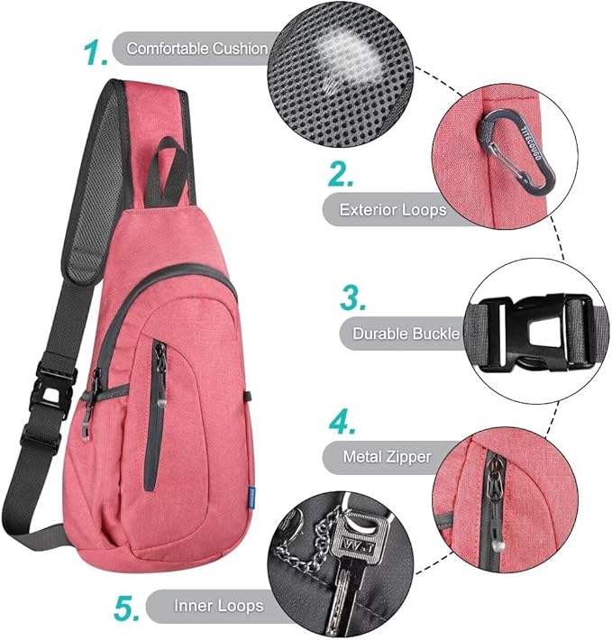 TITECOUGO Small Sling Bag, Lightweight Crossbody Backpack for Men Women, Shoulder Bag for Sports and Outdoor
