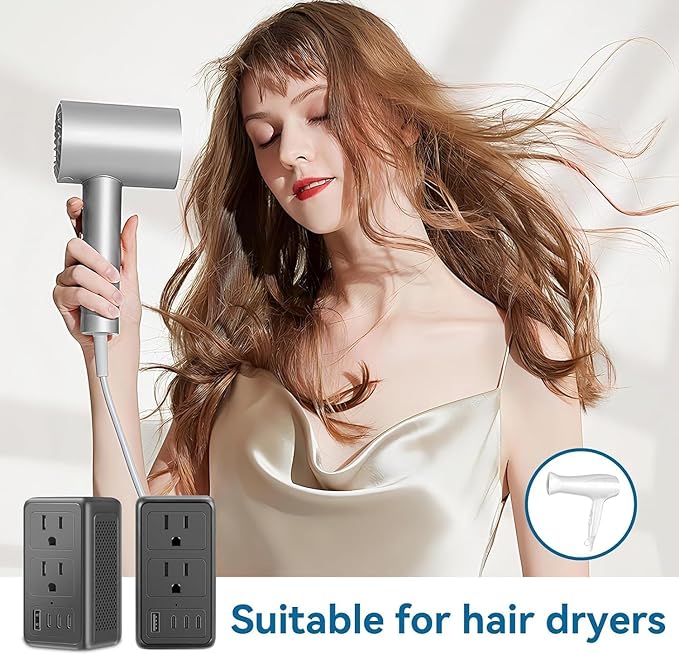 Upgraded 2000W 220V to 110V Voltage Converter US to Europe, Power Converter European Travel Converter for Hair Dryer, Power Converter Adapter Combo with 3 Type C 1 USB A for 160 Countries (1U3C)