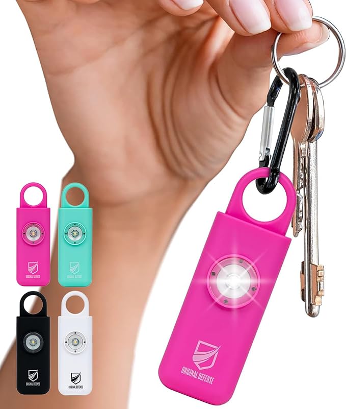 Original Defense® Siren Self-Defense Alarm (Magenta) - 130 dB Keychain Alarm with LED Strobe Light for Women, Children, and Elderly - Police Recommended