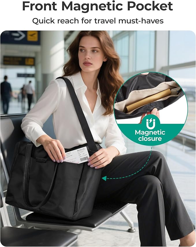 BAGSMART Tote Bag for Women with Compartments, Work Tote Bag with Zipper Women Purse Crossbody Shoulder Handbag with Strap