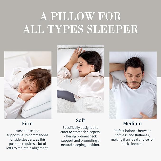 Globon Luxury Feather Down Pillow Standard Queen Size for Sleeping, Hotel Collection Fluffy Pillow, Medium Gusseted Bed Pillows, 18"X26", Pack of 2