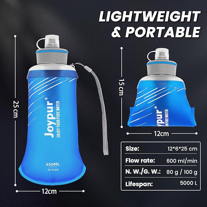 Water Filter Bottle Survival - 650/1000/2000ml Collapsible Water Bottle with NSF/FDA Certification with Filter Squeeze Water Filter Bottle Portable Water Filter Hiking Backpacking Camping