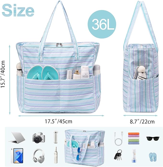 Waterproof Beach Tote Pool Bags for Women Ladies Extra Large Gym Tote Carry On Bag With Wet Compartment for Weekender Travel