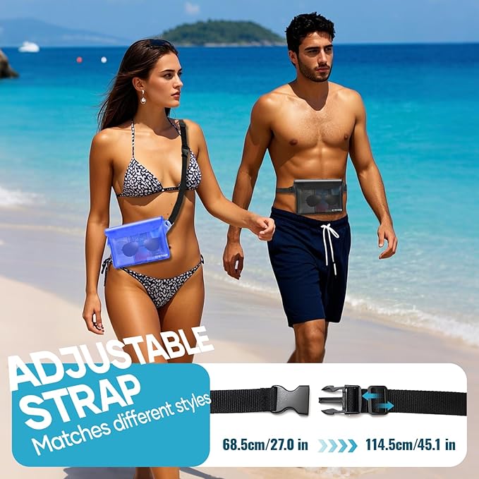 Waterproof Bag Fanny Packs for Women, Cruise Vacation Essentials Waterproof Pouch for Phone Passport Purse, Floating Dry Bags for Beach Water Park Boating Fishing Diving Surfing Kayaking Accessories