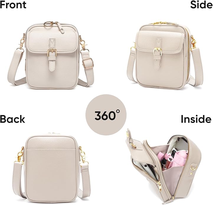 1060 Leather Crossbody Bags for Women Anti-Theft Vegan Purse with Card Slots, Travel Shoulder Bag, Waterproof Crossbody Purse