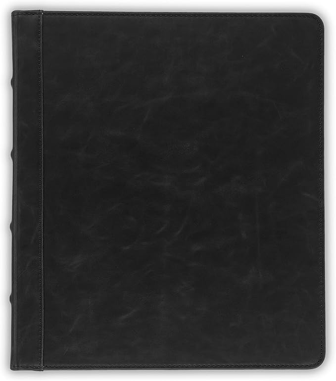 Samsill Vintage Leather Mini 3 Ring Binder 0.5 Inch Round Ring (Holds 100 Sheets), 5.5 x 8.5 Inch Documents, Professional Organizer, Planner, Notebook, Black