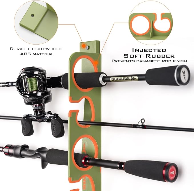 KastKing SafeGuard Fishing Rod Holder for Garage, Wall or Ceiling Mounted Fishing Rod Rack Storage Organizer, Fishing Pole Holder Holds 6 Rods or Combos in Less Than 18 Inches