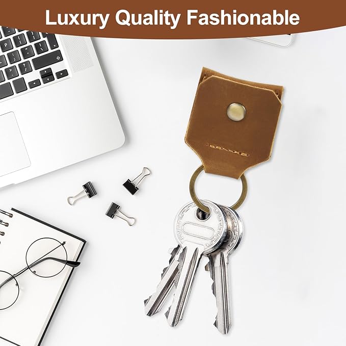 Jack&Chris Genuine Leather SD Card Holder Keychain, Anti-Shock Anti-Dust SD Card Case, Portable Camera Accessories for SD CF CFexpress Micro SD Nano SIM and Micro SIM Cards, Yellow Brown 2 Packs