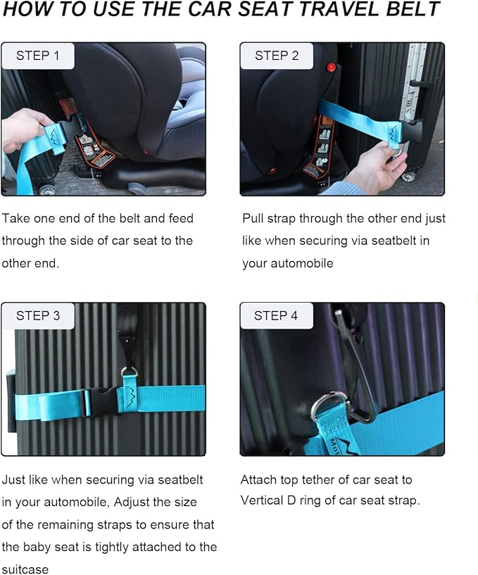 Car Seat Travel Belt to Suitcase,Car Seat Travel Strap to Convert Kid Car Seat and Carry-on Luggage into an Airport Car Seat Stroller,Safe Travel Solution for Transport