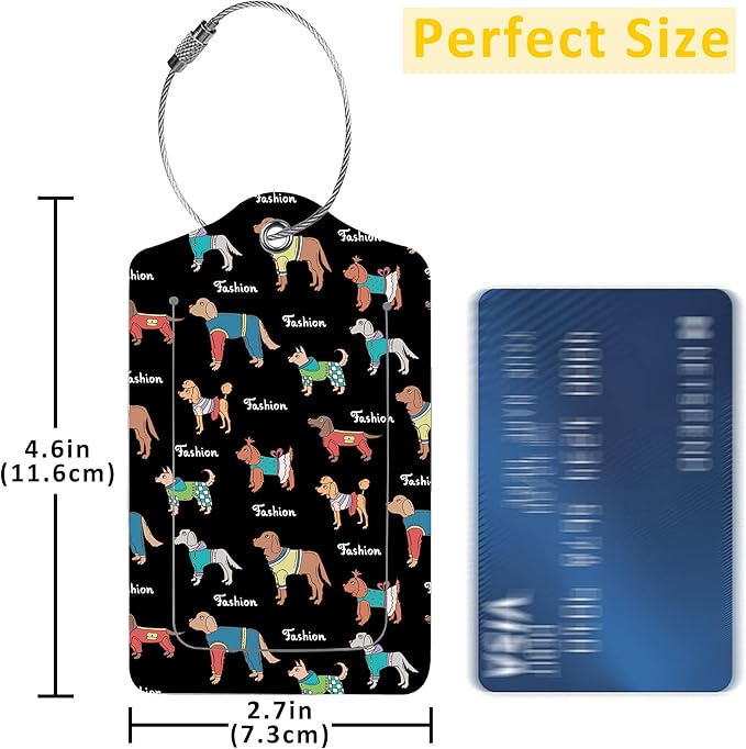 Luggage Tags for Suitcase,2 Pack Colored Dogs Luggage Tag with Privacy Flap,Name ID Label and Metal Loop for Women Men Girls Baggage Bag Backpack Instrument