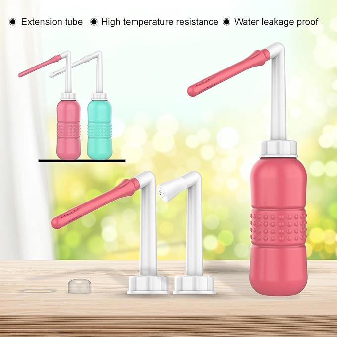 2PCS Vaginal Irrigation Intimate Wash for Women,Portable Bidet Travel Bidets ,Peri Bottle for Postpartum Care (Pink+Green)