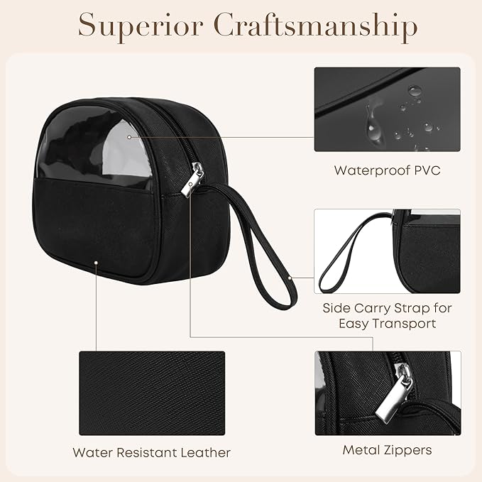 Clear Toiletry Bag, Travel Makeup Bag, Small Transparent Cosmetic Bag with Zipper，Organize Cosmetics & Skincare Essentials (Small)