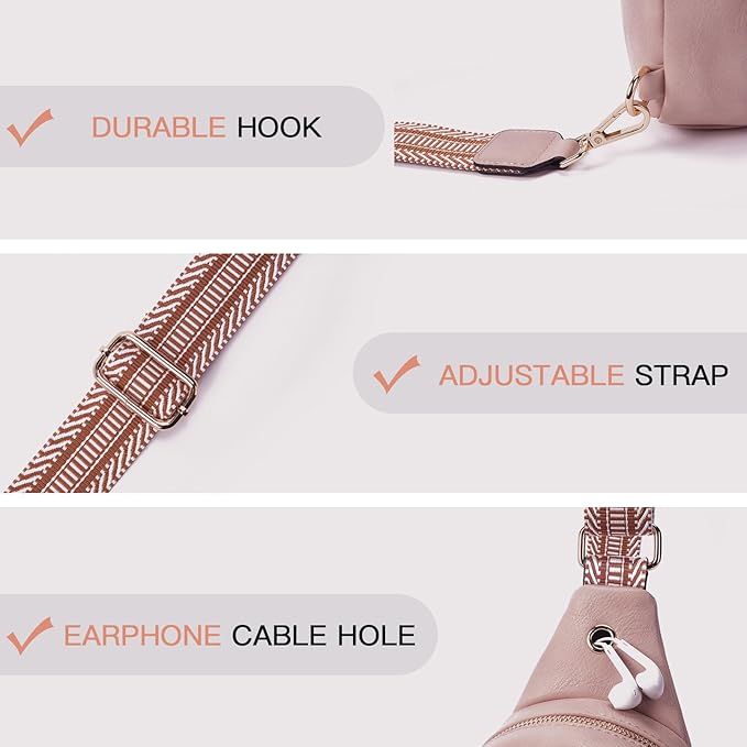 Telena Small Sling Bag for Women Leather Crossbody Fanny Packs Chest Bag for Women
